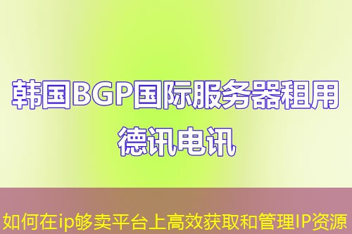 如何在ip够卖平台上高效获取和管理IP资源